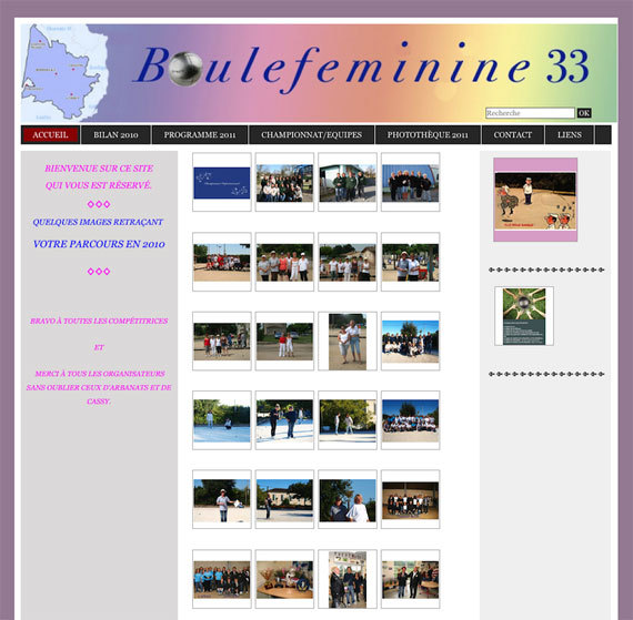 Aperçu du site Boule Féminine 33