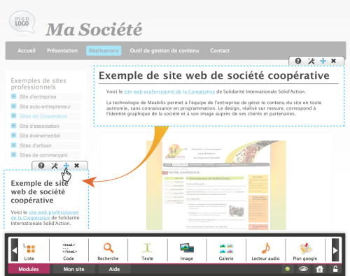 Glisser/d&eacute;poser de contenu dans une page web