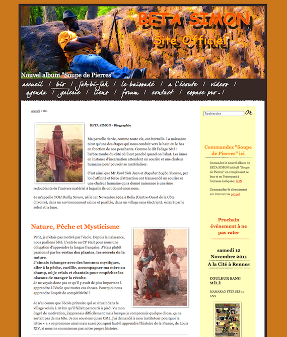 Aperçu du site de Beta Simon