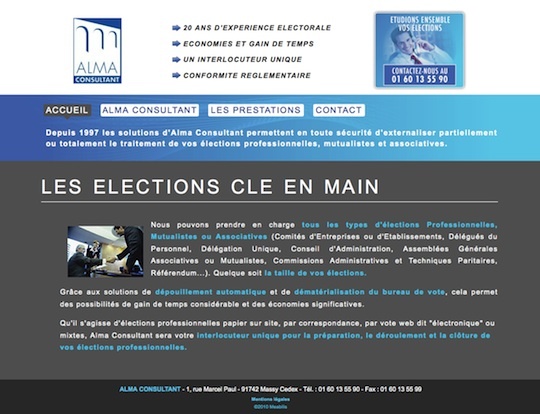 Aperçu du site Elections pro