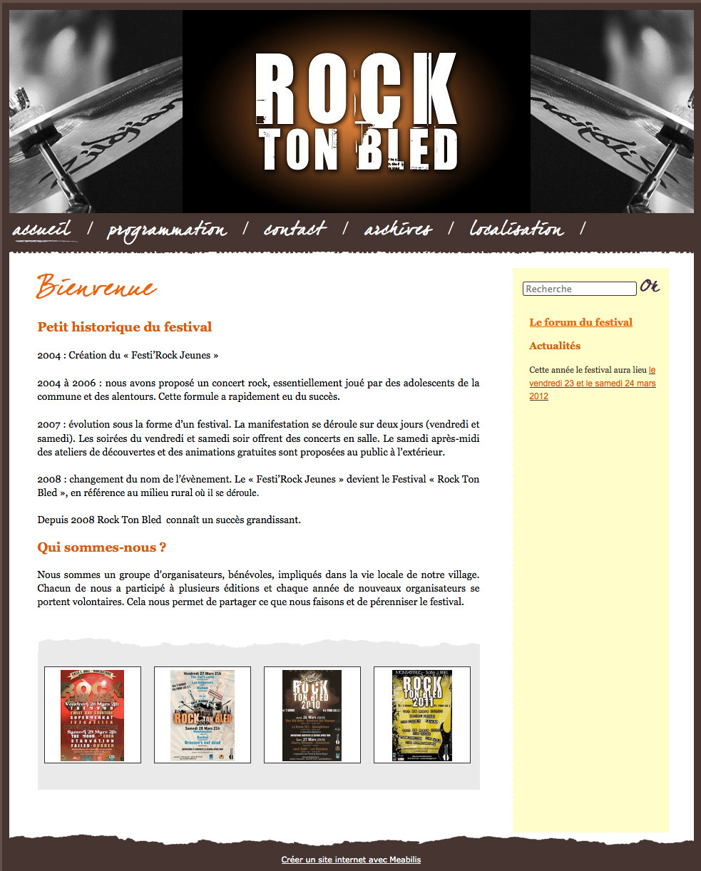 Aperçu du site du festival de musique Rock ton Bled