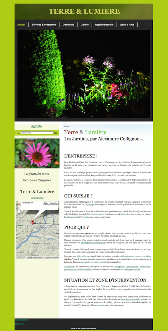 Aperçu du site Terre lumière