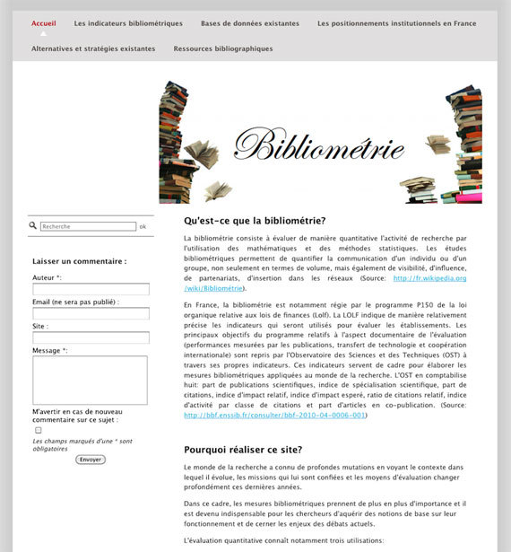 Aperçu du site Bibliométrie