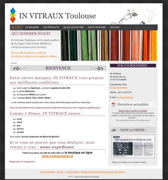 Aperçu du site In Vitraux Toulouse