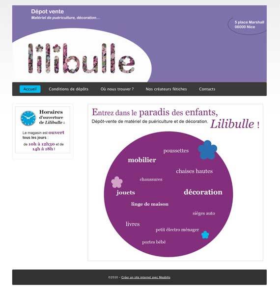 Aperçu du site Lilibulle