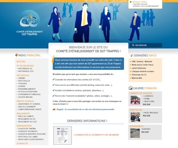 Aperçu du site du Comité d'entreprise D2T