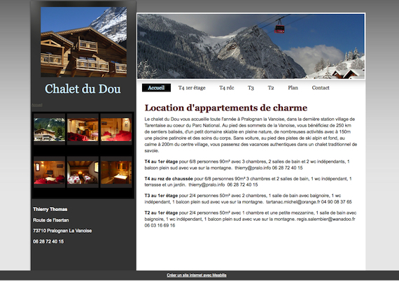 Aperçu du site Chalet du Dou