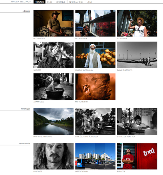 Aperçu du site du photographe romain Philippon